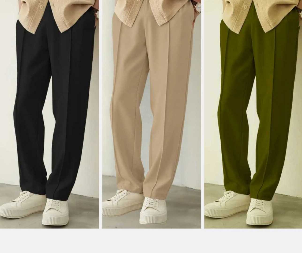 3,Pcs,Formal,Pant,Cutting,Trouser,For,Men,(black,,Khaki,,Olive)